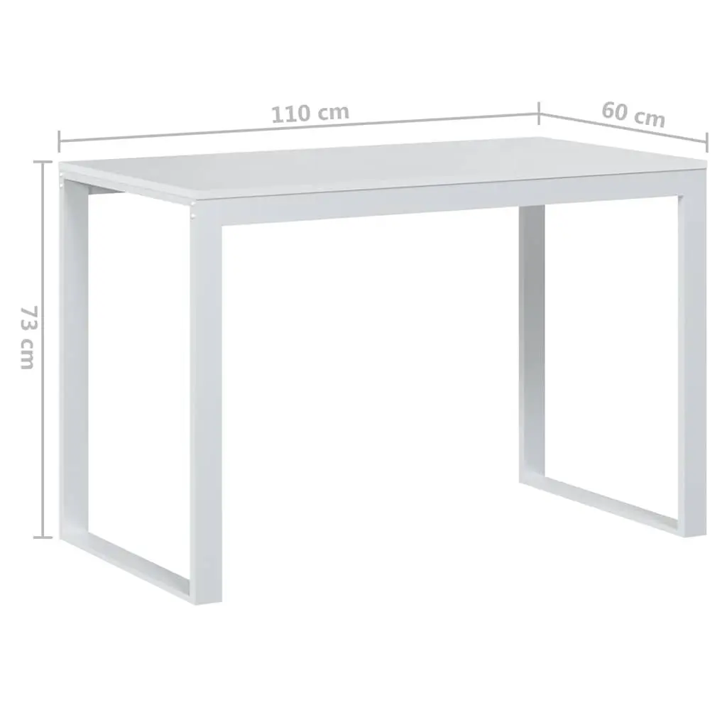 Computer Desk White 110x60x73 cm Spacious Working Surface Sturdy Metal Frame