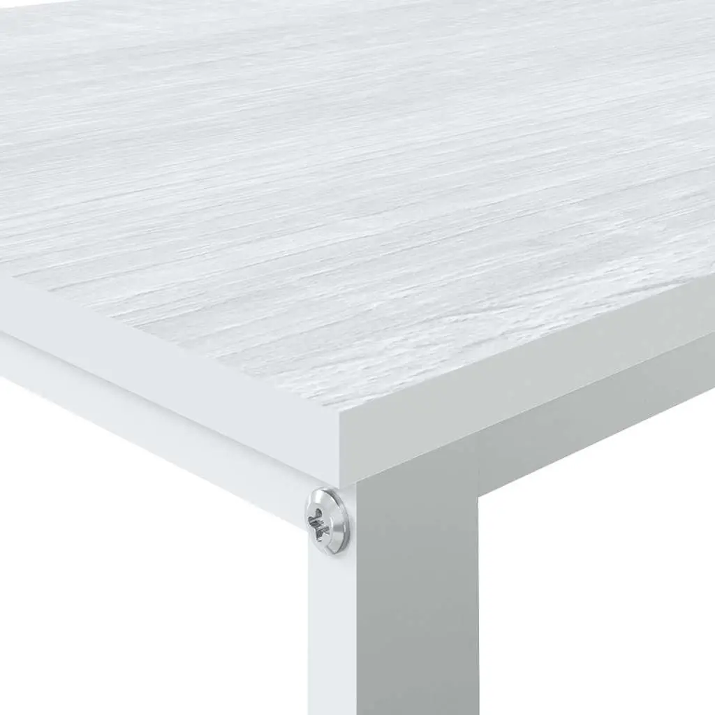 Computer Desk White 110x60x73cm Engineered Wood Metal Frame Large Work Surface