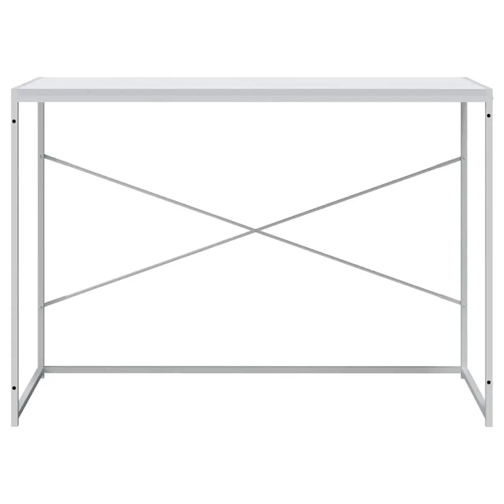 Computer Desk White 110x60x70 cm Engineered Wood Metal Frame Large Working Surface