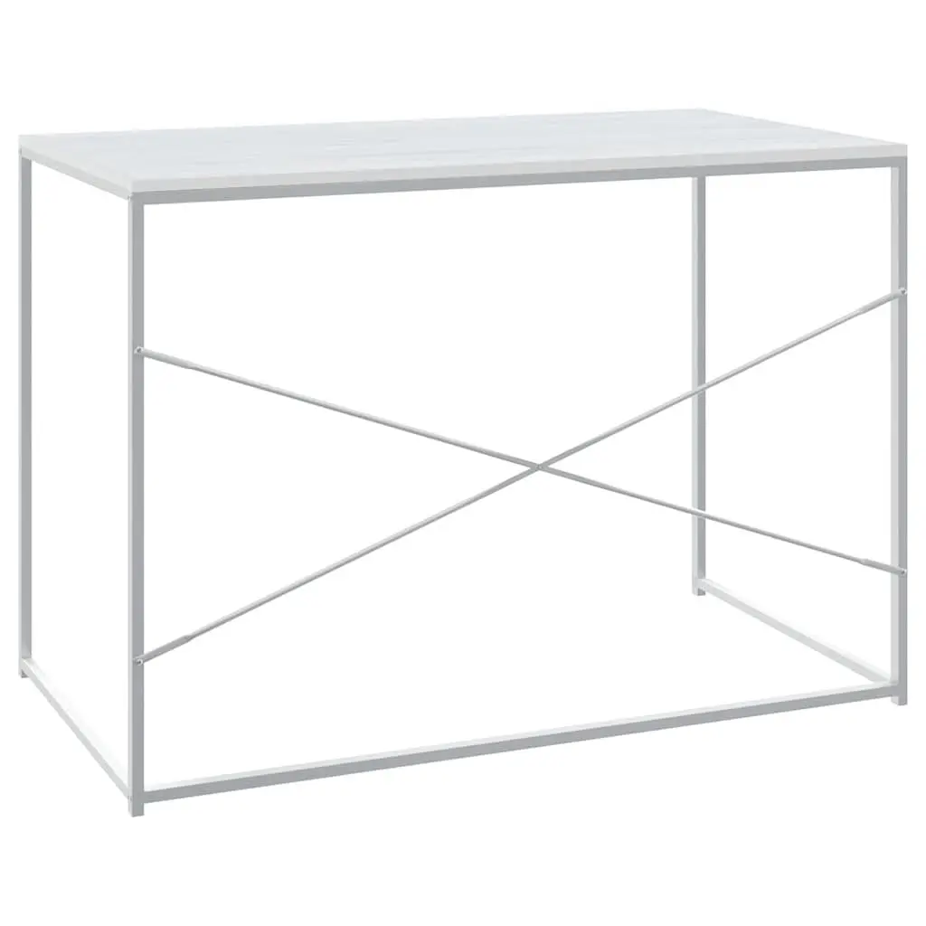 Computer Desk White 110x60x70 cm Engineered Wood Metal Frame Large Working Surface