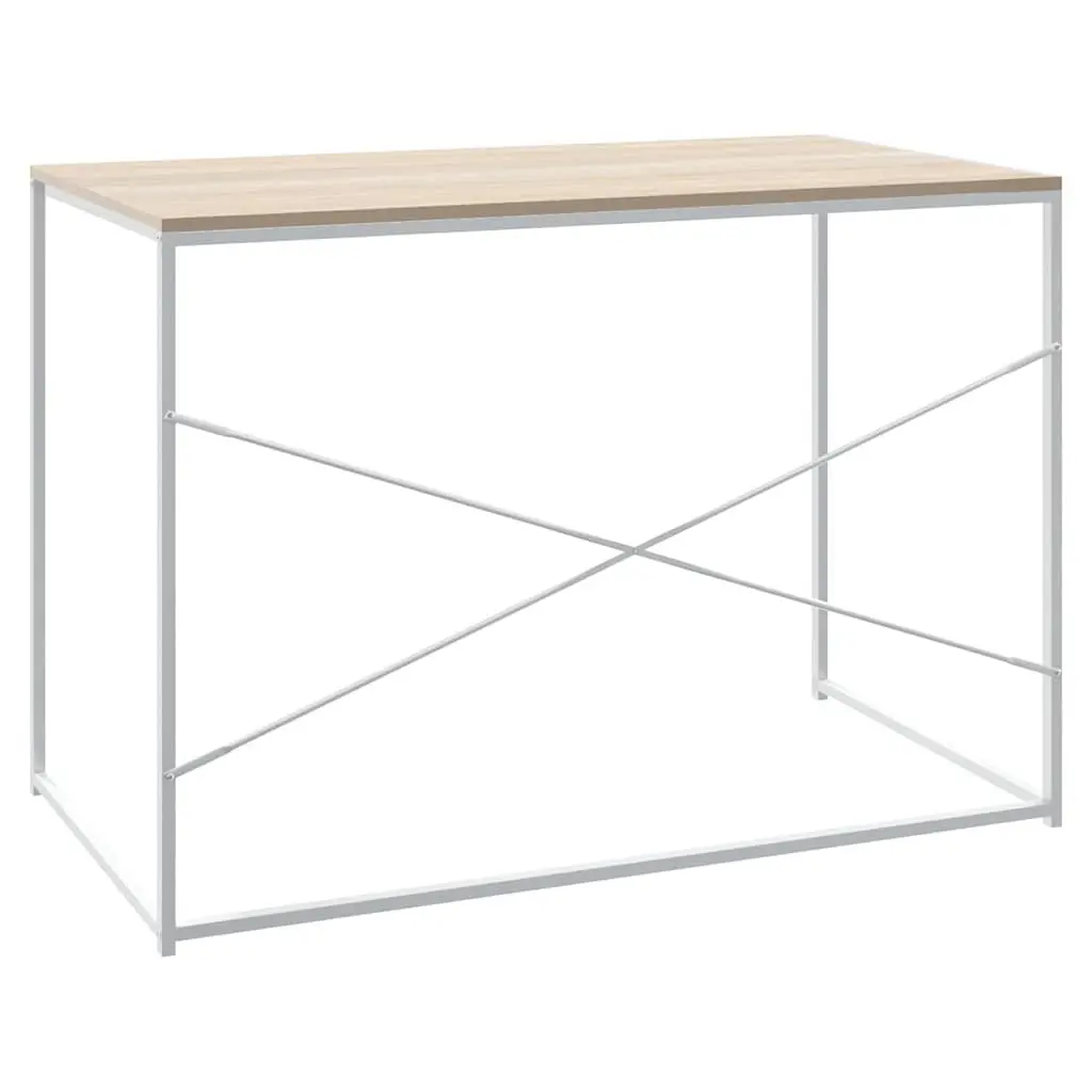 Computer Desk Brown Engineered Wood Metal Frame Industrial Style Space-saving