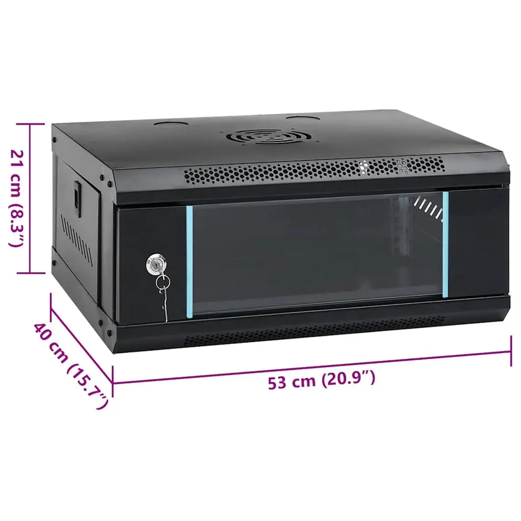 4U Wall Mounted Network Cabinet 19" IP20 53x40x21cm Data Server Rack Enclosure