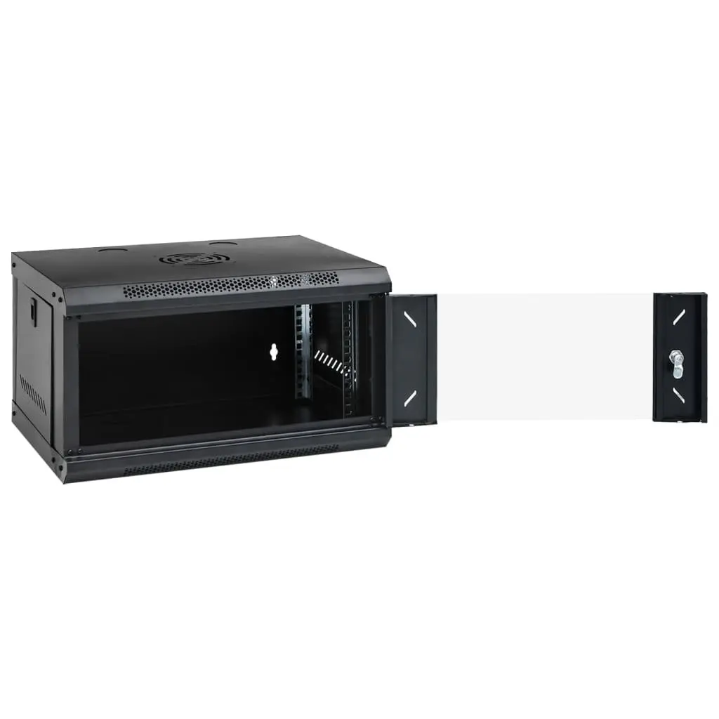 6U Wall Mounted Network Cabinet Black 53x40x30cm Lockable Server Rack