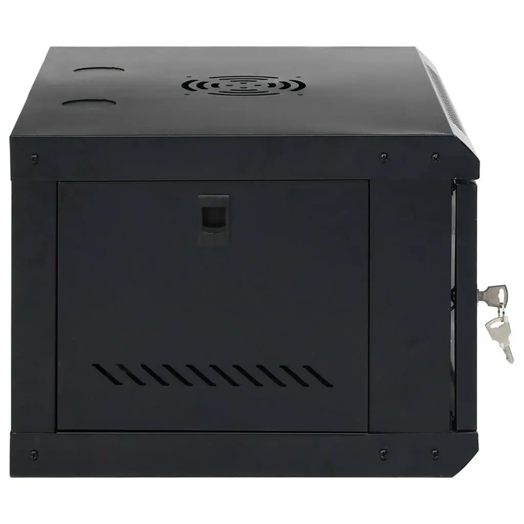 6U Wall Mounted Network Cabinet Black 53x40x30cm Lockable Server Rack