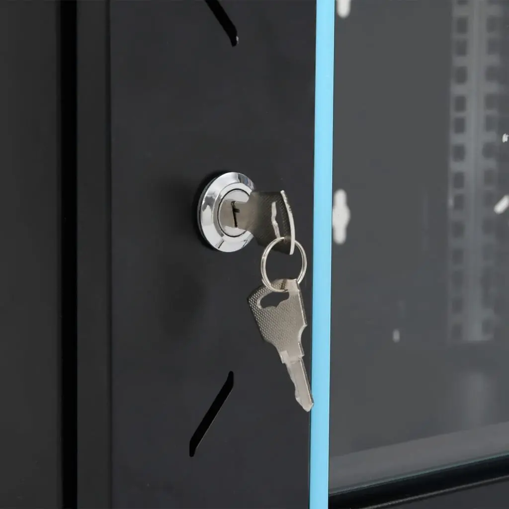 6U Wall Mounted Network Cabinet Black 53x40x30cm Lockable Server Rack