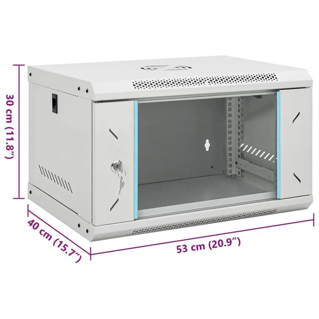 6U Network Cabinet Grey Wall Mounted IP20 Cold-Rolled Steel Storage Rack