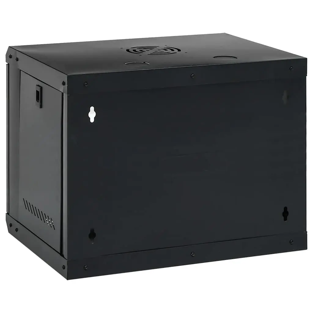9U Wall Mounted Network Cabinet Black 53x40x45cm Lockable Front Door Removable Side Panels