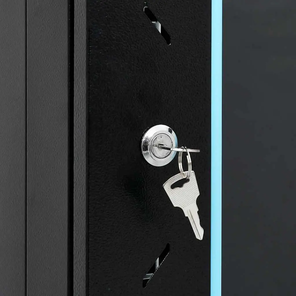 9U Wall Mounted Network Cabinet Black 53x40x45cm Lockable Front Door Removable Side Panels