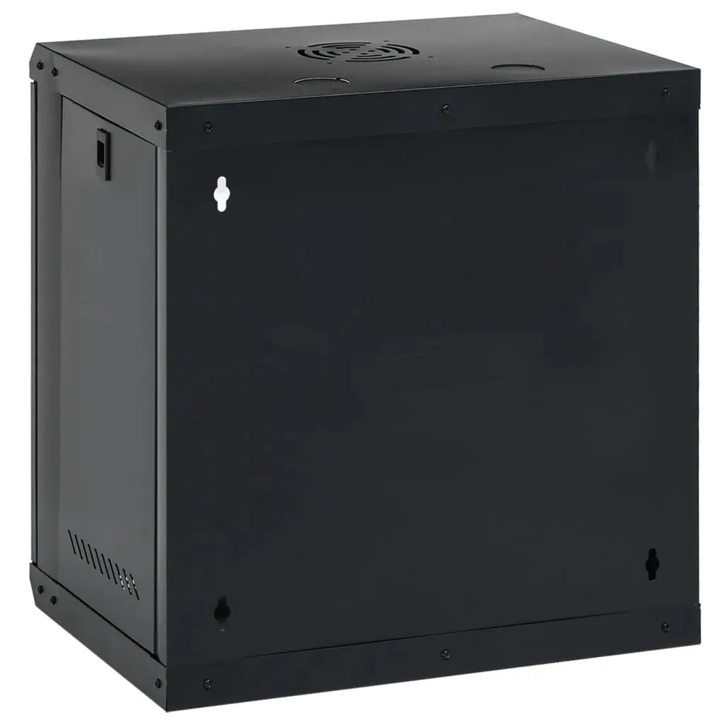 12U Wall Mounted Network Cabinet Black 53x40x60cm Lockable Front Door Removable Side Panels