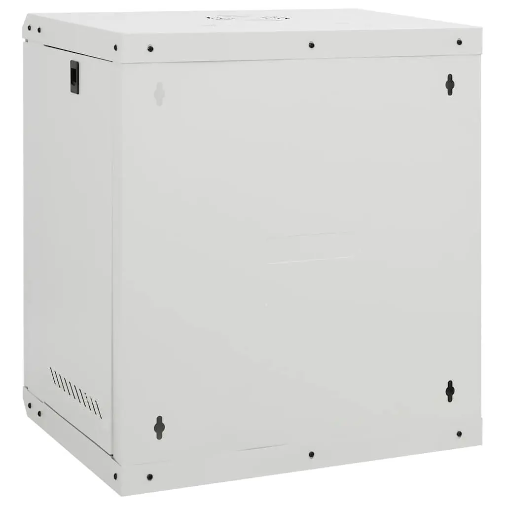 12U Wall Mounted Network Cabinet Grey 53x40x60cm Lockable Front Door Removable Side Panels