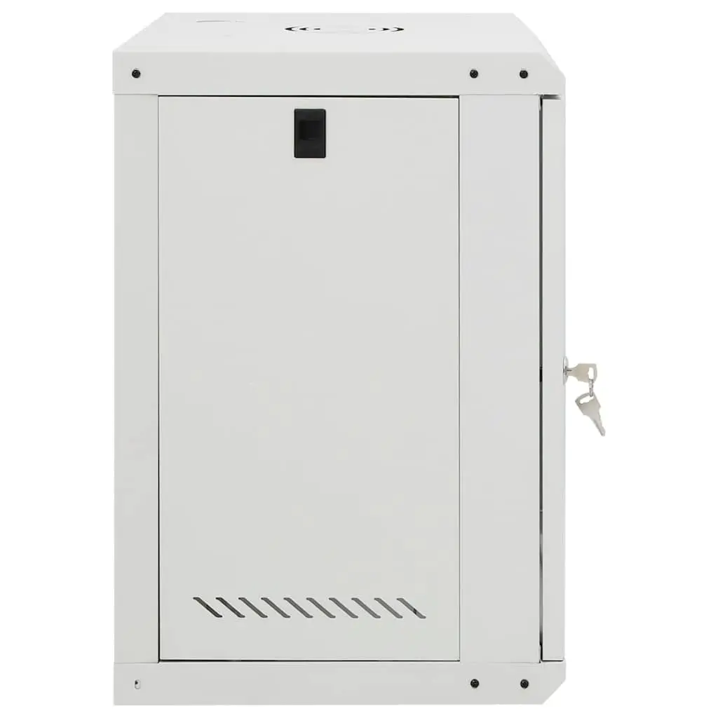12U Wall Mounted Network Cabinet Grey 53x40x60cm Lockable Front Door Removable Side Panels