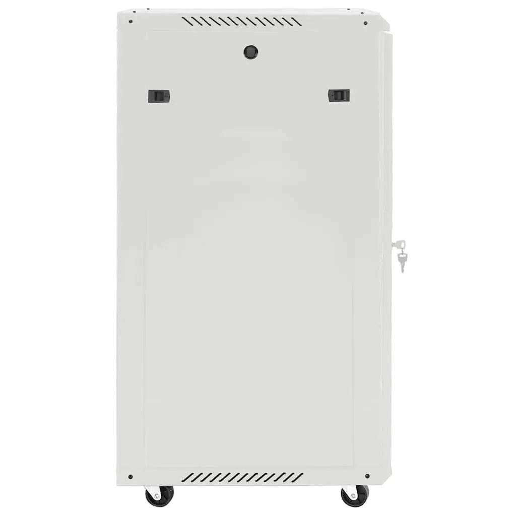 15U Network Cabinet Grey 19 Inch Rack Mount Cold-Rolled Steel Lockable Door Swivel Feet Removable Side Panels