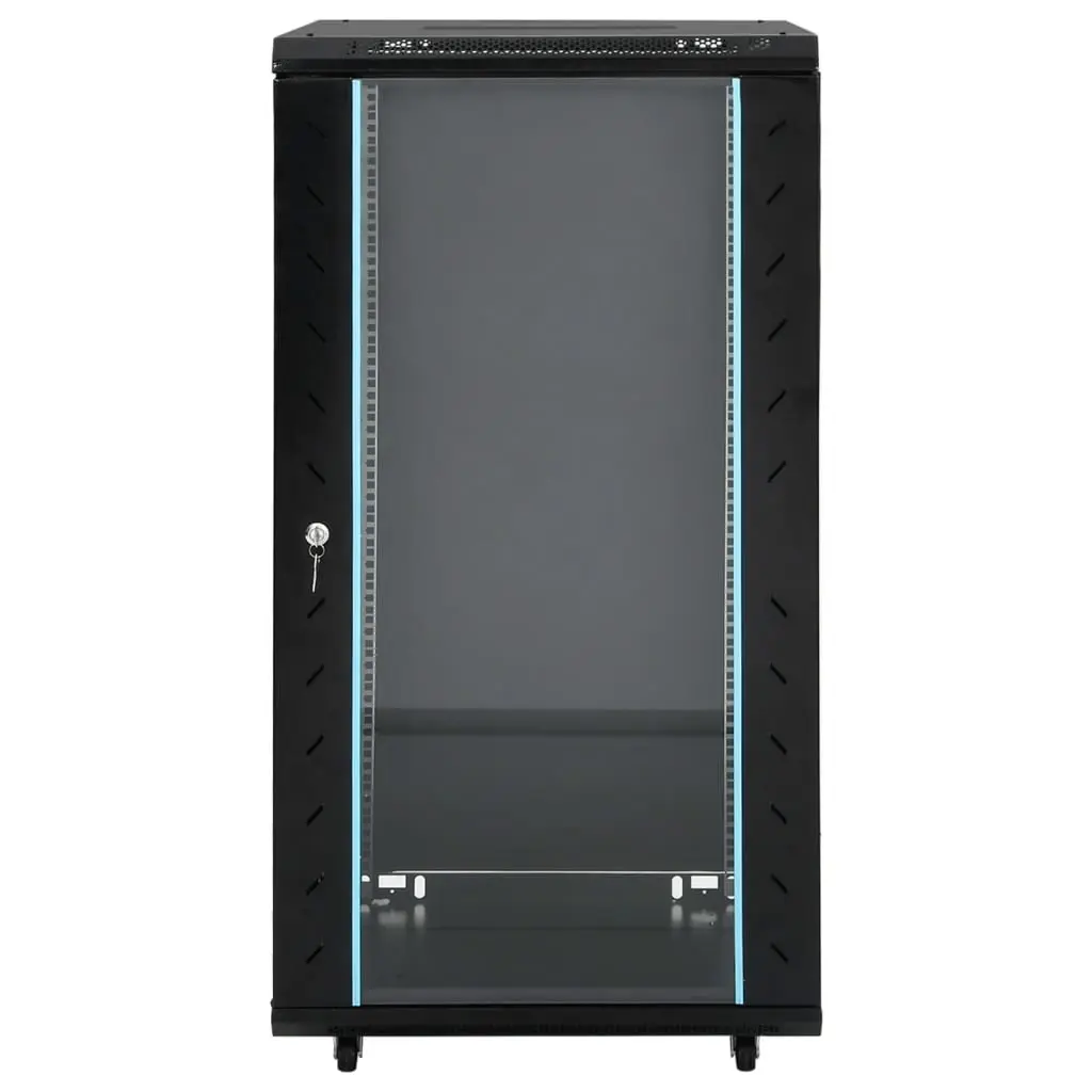 22U Network Cabinet Black 19 Inch Rack Mount Lockable Door Swivel Feet
