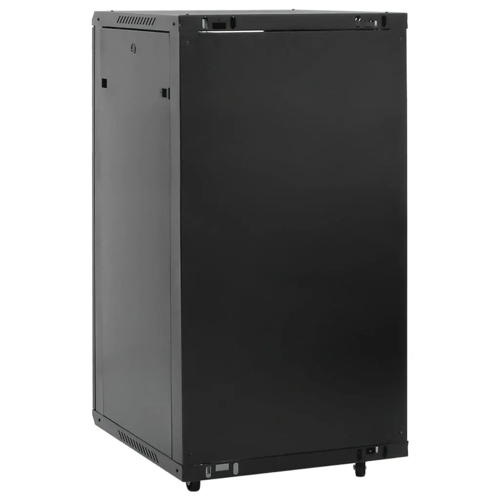 22U Network Cabinet Black 19 Inch Rack Mount Lockable Door Swivel Feet