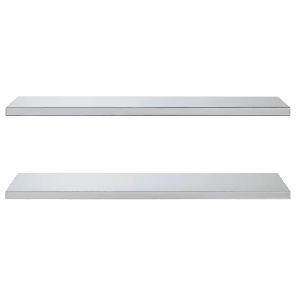 Wall Shelves Silver 100x40 cm Stainless Steel Floating Storage Display 2 Piece
