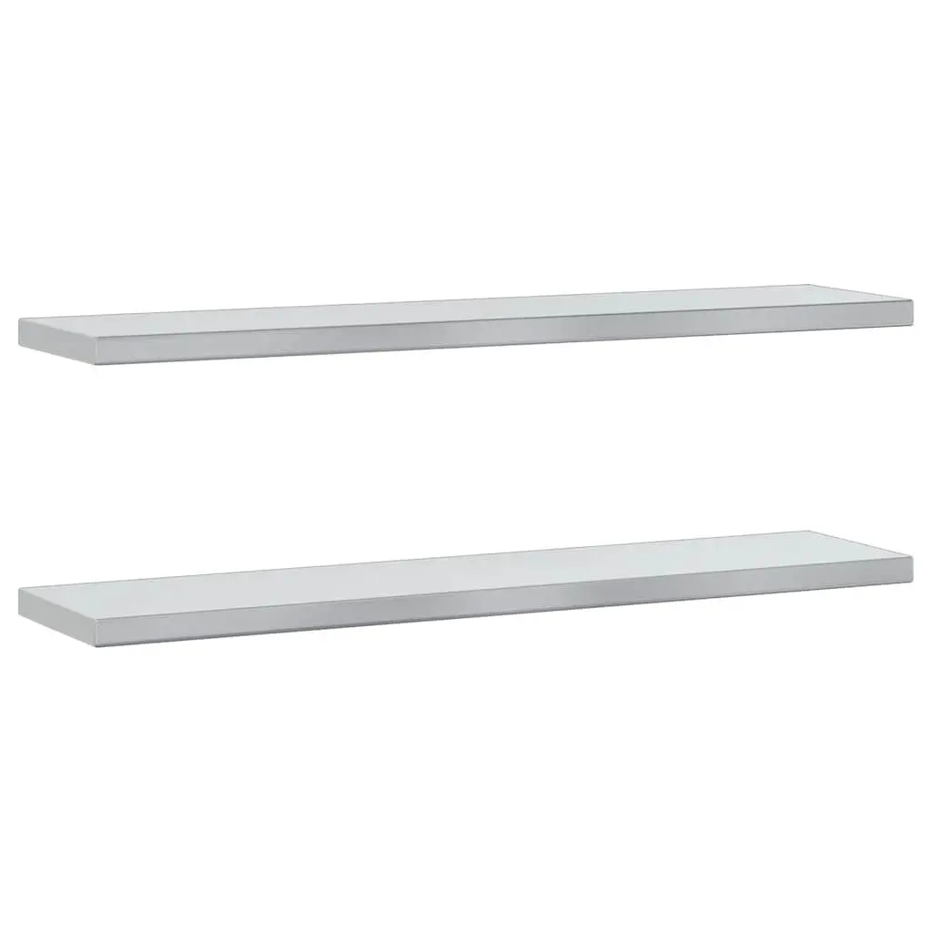 Wall Shelves Silver 100x23.5 cm Stainless Steel Floating Storage Display 2 pcs