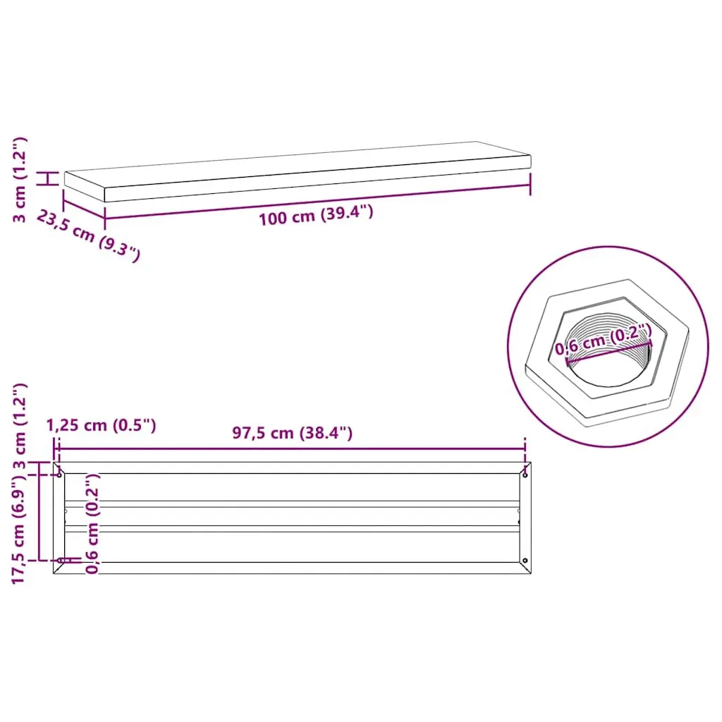 Wall Shelves Silver 100x23.5 cm Stainless Steel Floating Storage Display 2 pcs