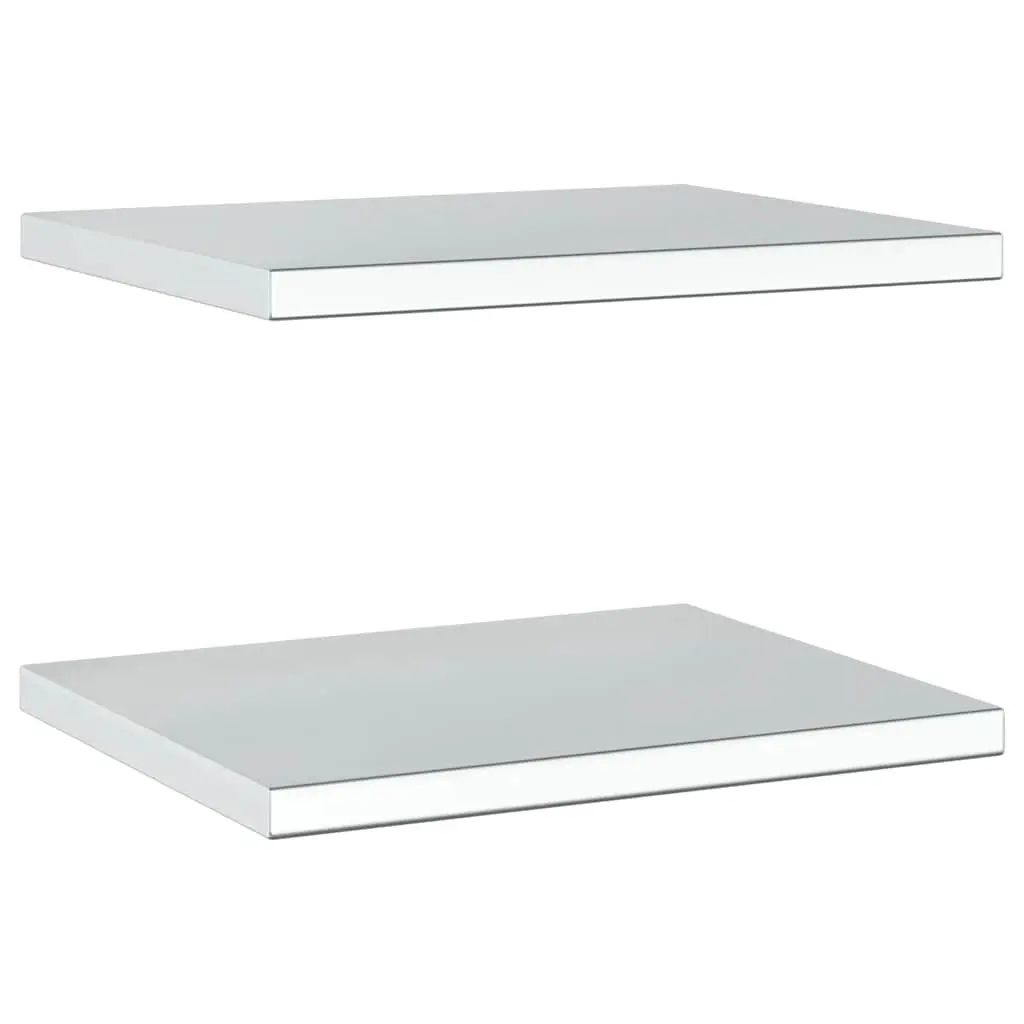 Floating Storage Shelves Silver Stainless Steel 50x40 cm Wall Mounted Space-Saving 2 Piece