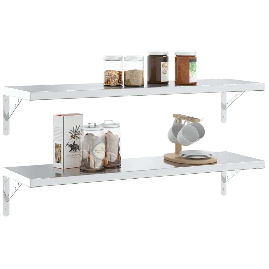 Shelf Brackets Silver Stainless Steel 4 Pieces Wall Mount DIY Storage Support