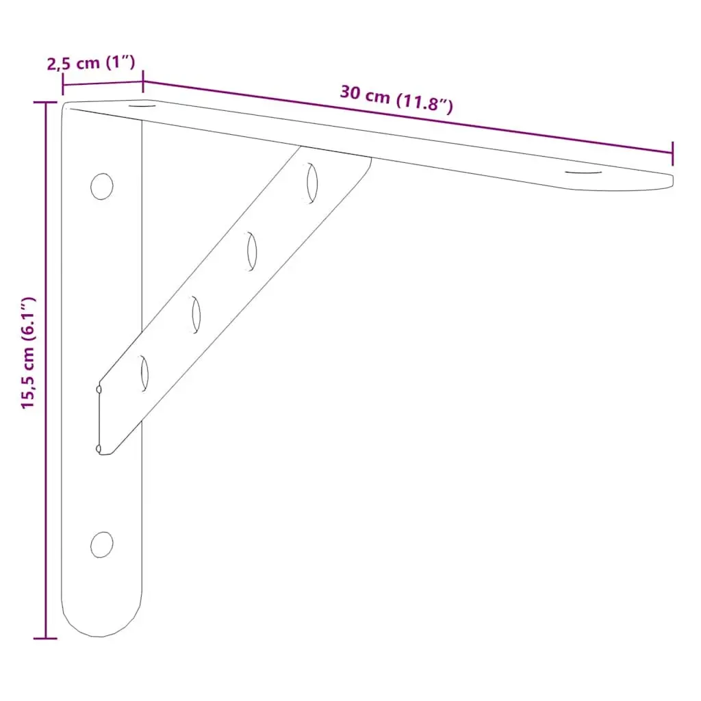 Shelf Brackets Silver Stainless Steel 4 Pieces Wall Mount DIY Storage Support