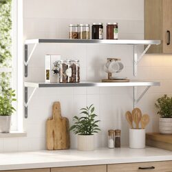 Shelf Brackets 4 Pcs Stainless Steel Wall Mount Support Home Storage