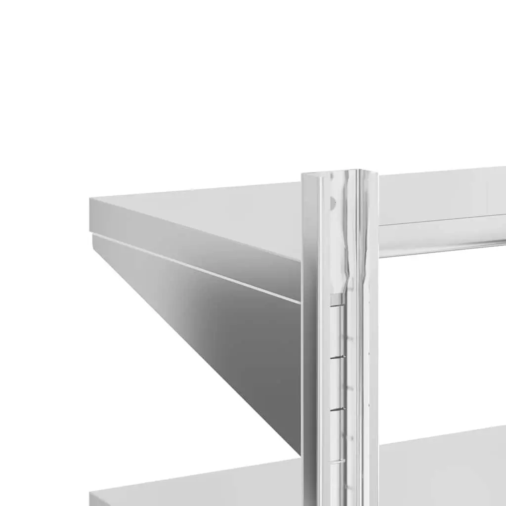 2-Tier Wall Shelf 100x40x60 cm Silver Stainless Steel Storage Rack Mounting