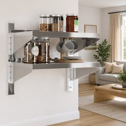 2-Tier Wall Shelf with Stainless Steel Finish