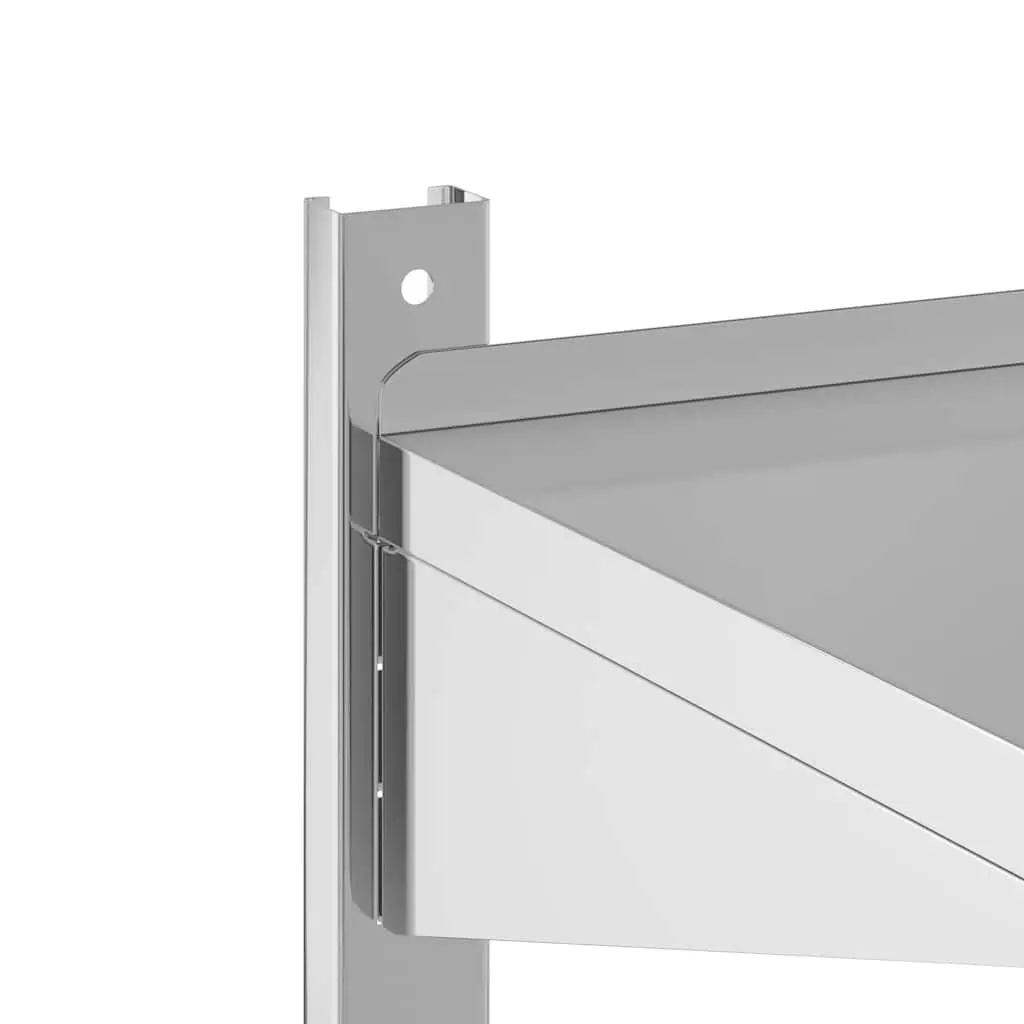 2-Tier Wall Shelf Silver Stainless Steel Floating Storage Shelving Unit