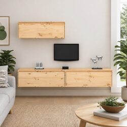 Compact and Stylish 3-Piece Solid Pine TV Cabinets