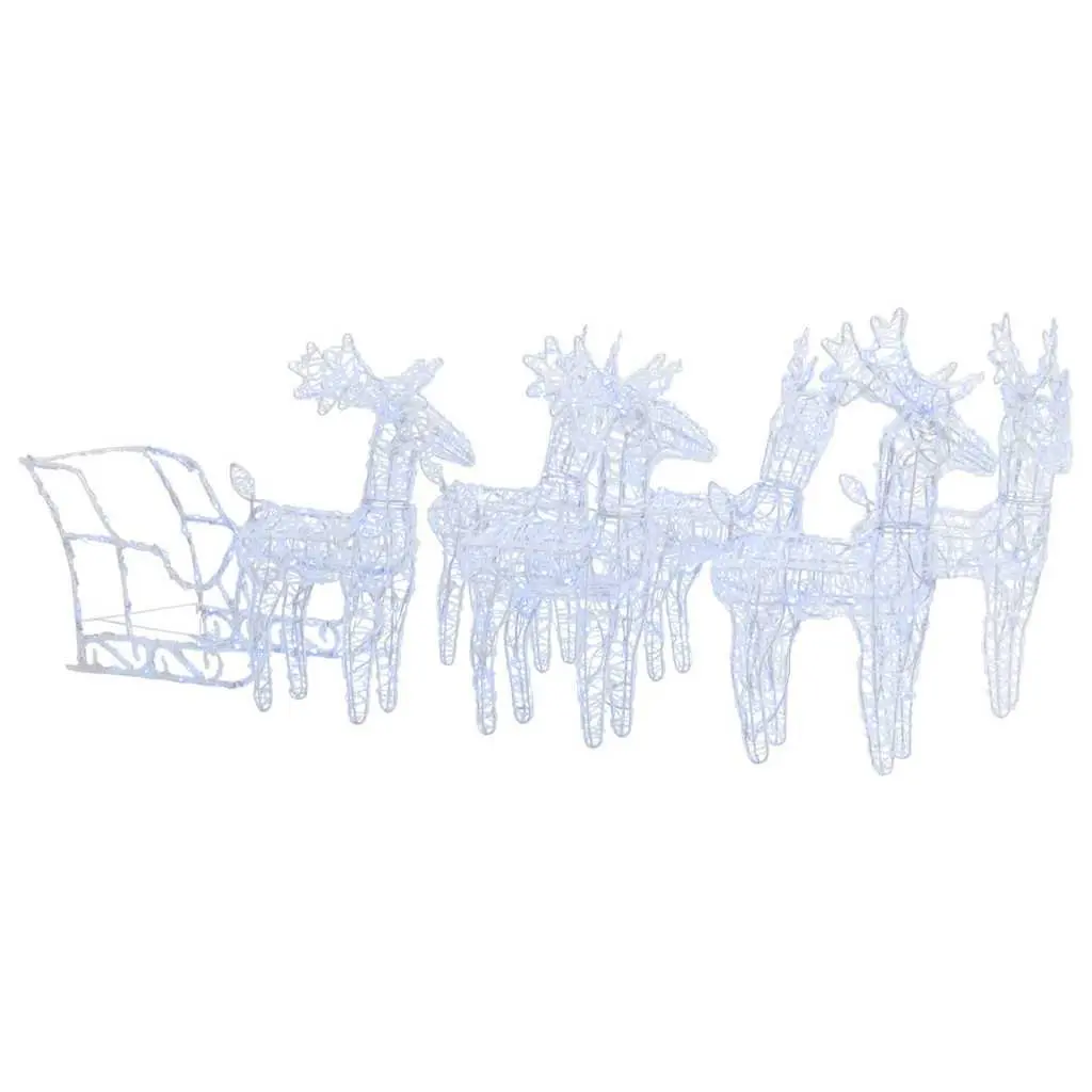 Christmas Lights Decoration Cold White 320 LEDs Outdoor Reindeer and Sleigh
