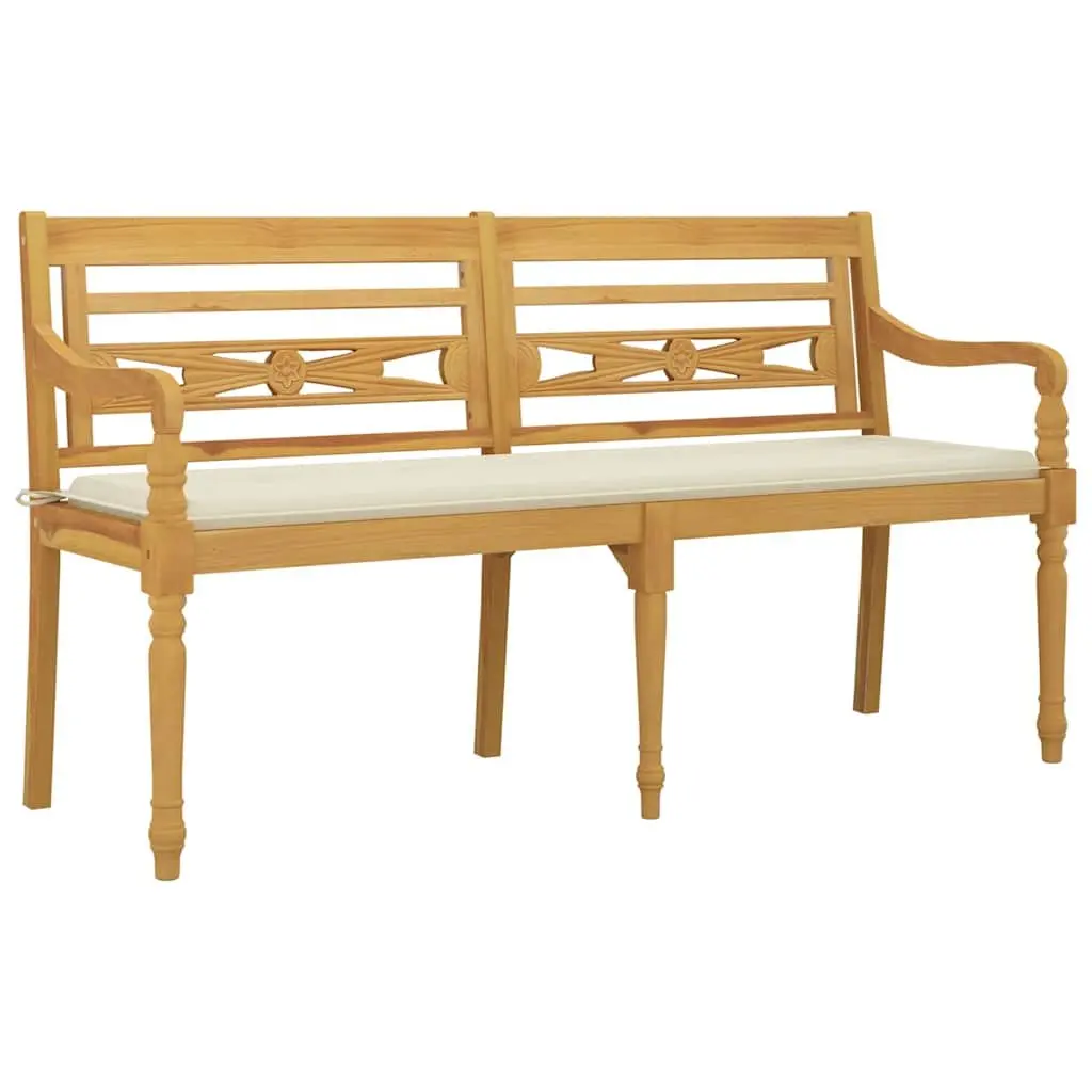 Outdoor Bench Brown 150 cm Teak Wood with Armrests Backrest Cushion