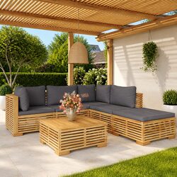 Compact and Stylish 6 Piece Lounge Set for Outdoors