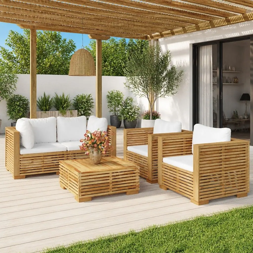 5-Piece Outdoor Lounge Set Made of Solid Teak