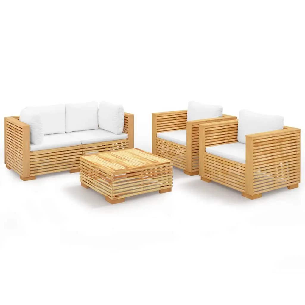5-Piece Outdoor Lounge Set Made of Solid Teak