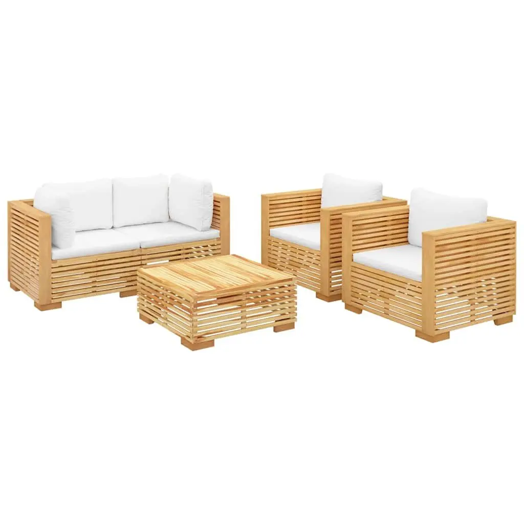 5-Piece Outdoor Lounge Set Made of Solid Teak