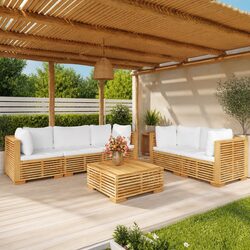 Stylish 6-Piece Garden Lounge Set Made of Teak