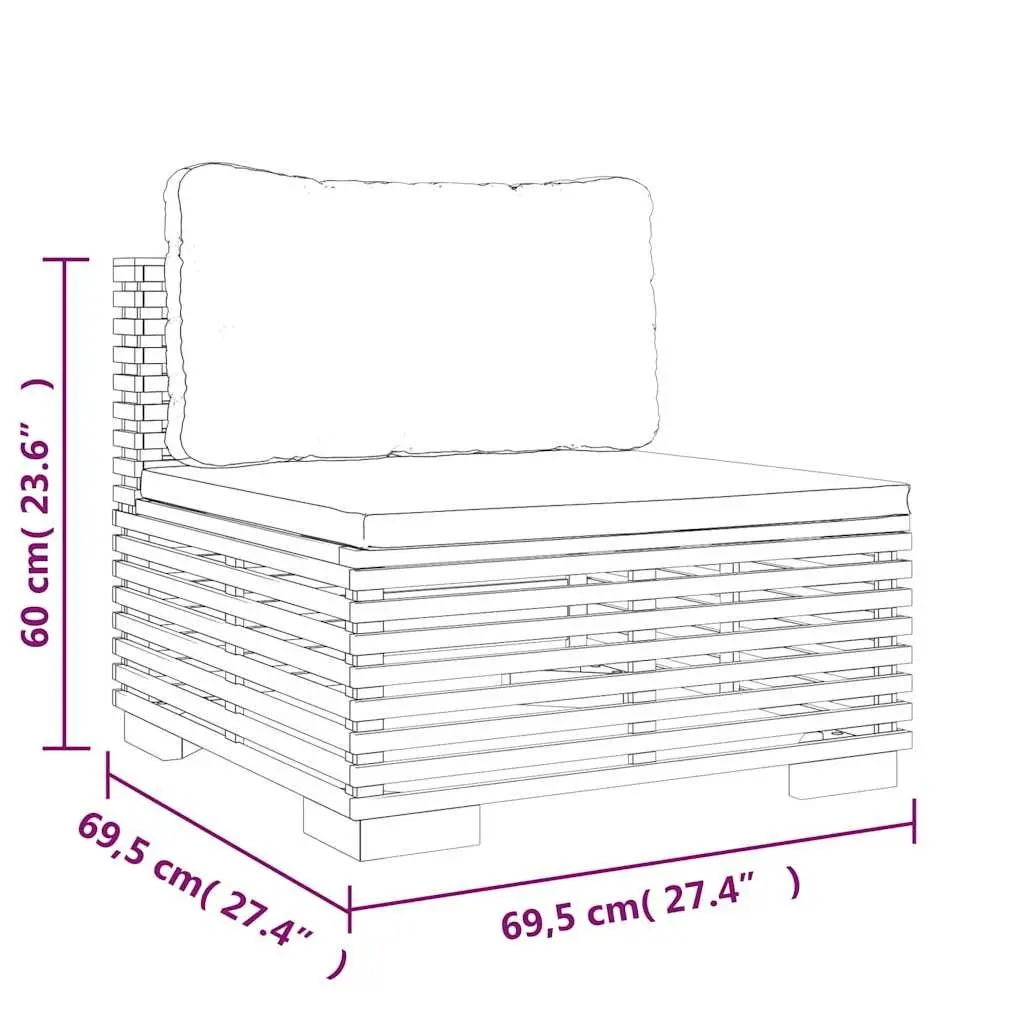 Garden Lounge Set 8 Piece Outdoor Furniture Teak Wood with Cushions Brown