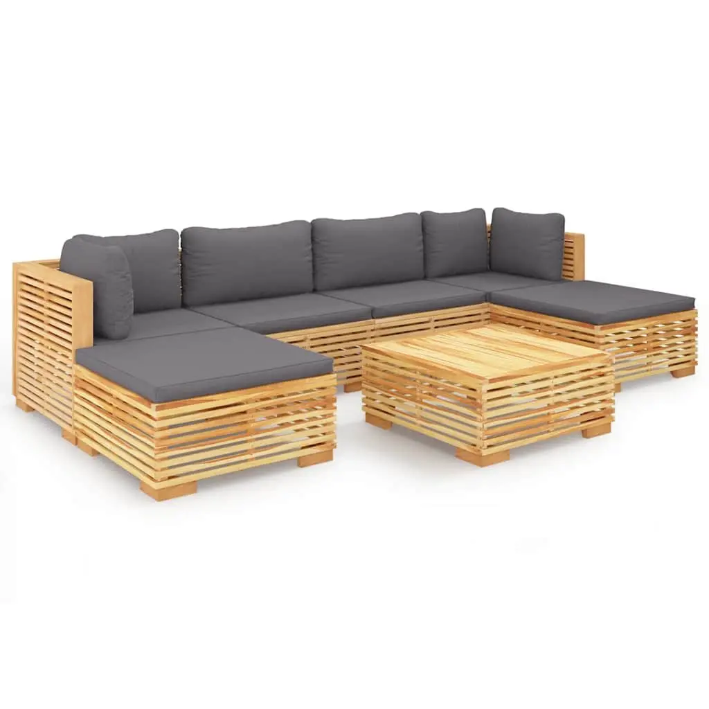 Garden Lounge Set 7 Piece Outdoor Furniture with Cushions Teak Wood Seating