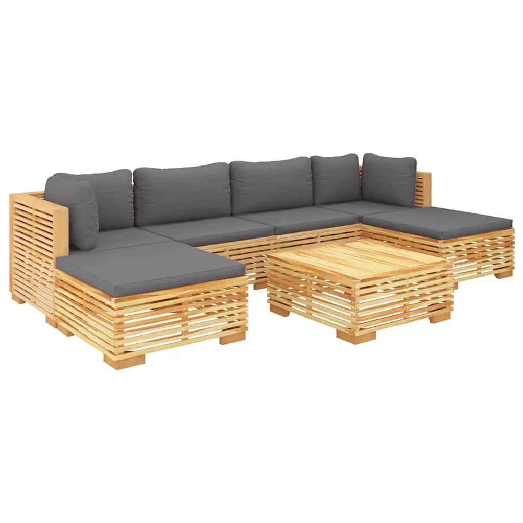 Garden Lounge Set 7 Piece Outdoor Furniture with Cushions Teak Wood Seating