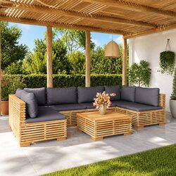 Compact 7 Piece Garden Lounge Set with Cushions