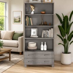 Efficient Solid Pine Highboard Storage Cabinet in Grey
