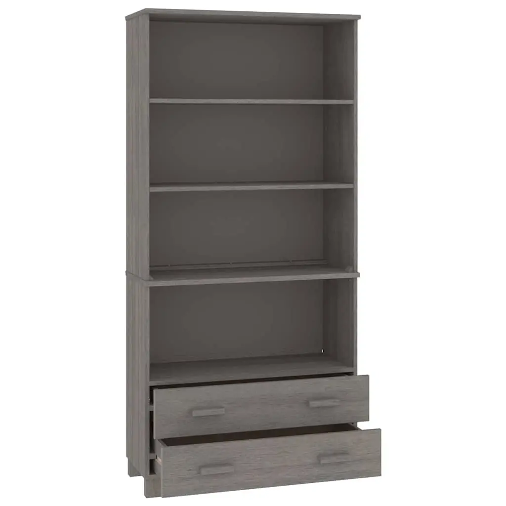 Highboard Sideboard Light Grey Solid Pine Wood Storage Cabinet with Open Shelves and Sliding Drawers