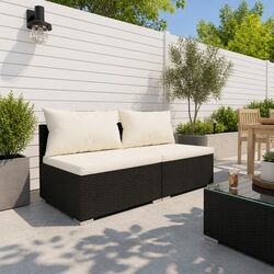 Outdoor Garden Lounge Set 2 Piece Modular Poly Rattan Patio Furniture with