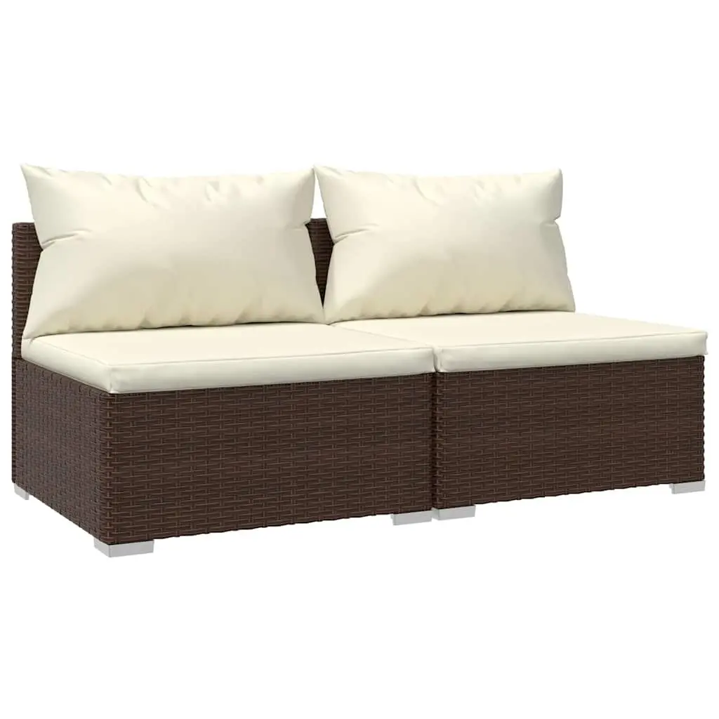 Garden Lounge Set 2 Piece Outdoor Furniture with Removable Cushions Brown