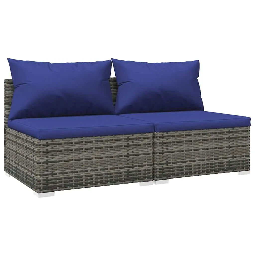 Garden Lounge Set 2 Piece Outdoor Patio Furniture Modular Poly Rattan Grey