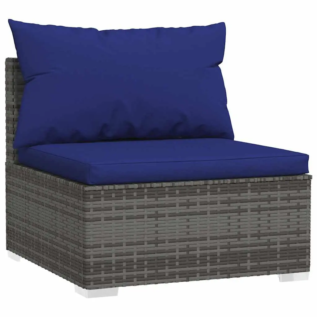 Garden Lounge Set 2 Piece Outdoor Patio Furniture Modular Poly Rattan Grey