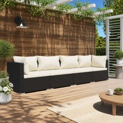 4 Piece Outdoor Garden Lounge Set Modular Poly Rattan Patio Furniture Black