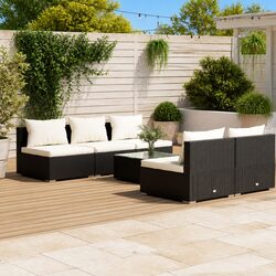 6 Piece Poly Rattan Garden Lounge Set Outdoor Patio Furniture Modular with