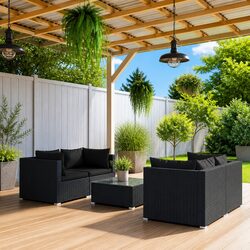 5 Piece Lounge Set in Black: Perfect for Outdoor Relaxation