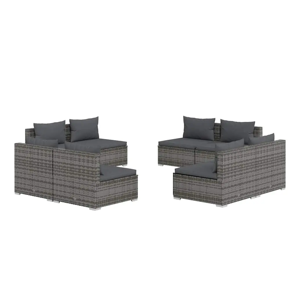 Garden Lounge Set Grey 8 Piece Modular Outdoor Furniture with Cushions